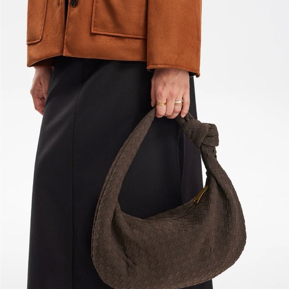 Commense Woven Brown Hobo Shoulder Bag • Knot Handle - Picture 3 of 10